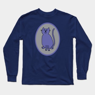 Very Peri Cat on Ultimate Gray Oval Long Sleeve T-Shirt